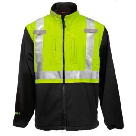 TINGLEY RUBBER Tingley® Phase 2„¢ Hi-Vis Jacket, Zipper, Fluorescent Yellow/Green/Charcoal Gray, 4XL J73022.4X